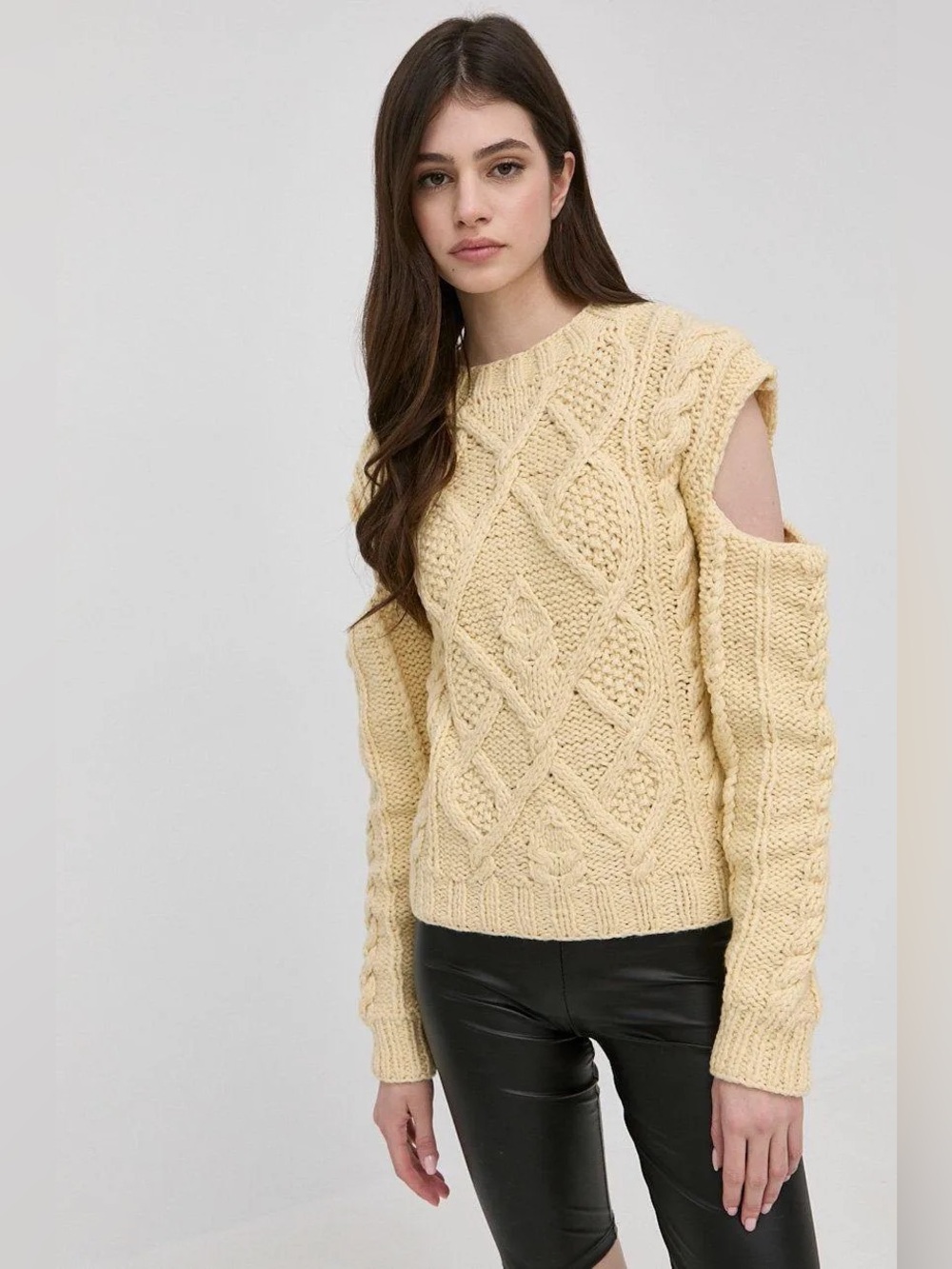 For love and lemons Andie cold shoulder cable knit sweater 2X NWT